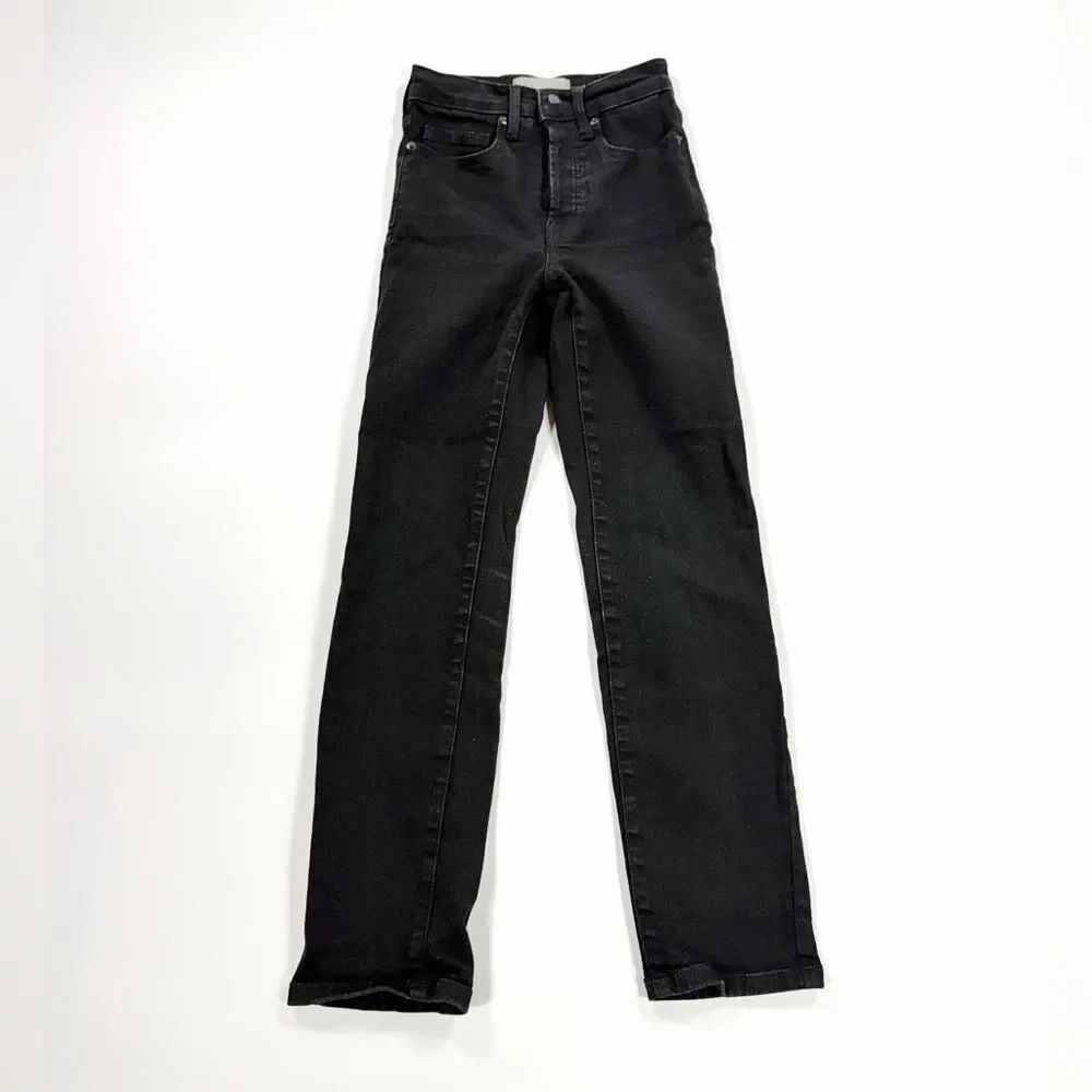 Everlane High-Rise Slim Straight Jeans – Size 23 Ankle (Black)
